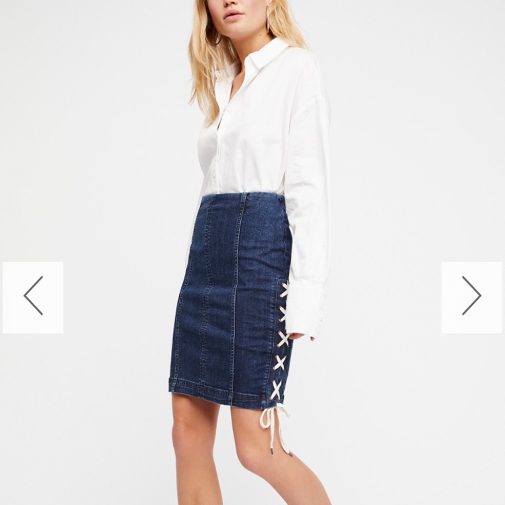 Free People Lace-up Denim Skirt